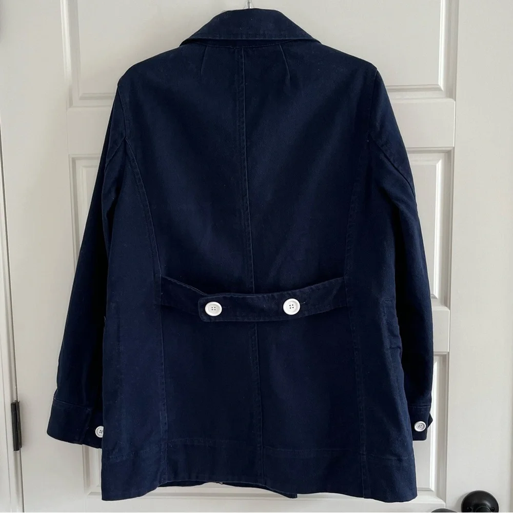 J. Crew Peacoat Heavyweight Cotton Twill Double Breasted Button Up Size 12 Navy - Picture 9 of 16
